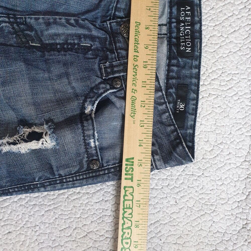 Affliction Los Angeles Jeans Men 30x31 Blake Relaxed Straight Fit Dark Wash - Picture 14 of 15